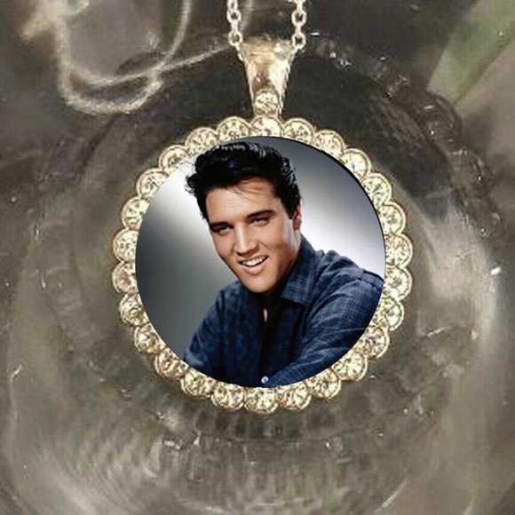Elvis Presley  bling rhinestones necklace silver 925 stamped pretty jewelry - Picture 1 of 2